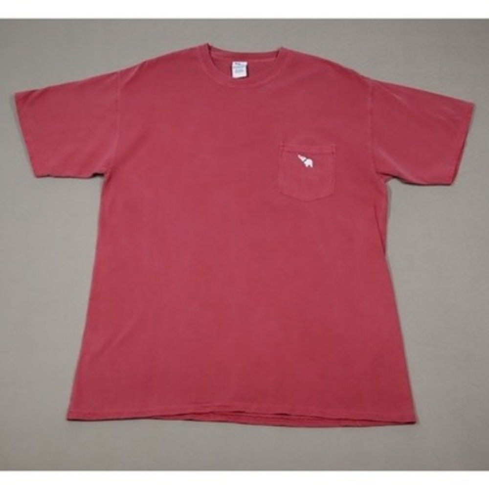 The Southern Gentleman Red Pocket Tee with Embroidered White Elephant - Size L